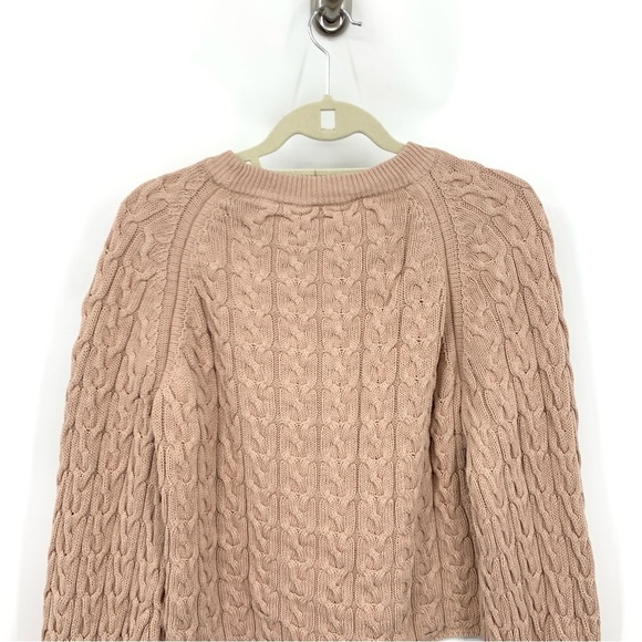 J Crew Women Size Medium Sweater Mauve Brown Cable Knit Crewneck Relaxed Fit Top - Picture 5 of 9